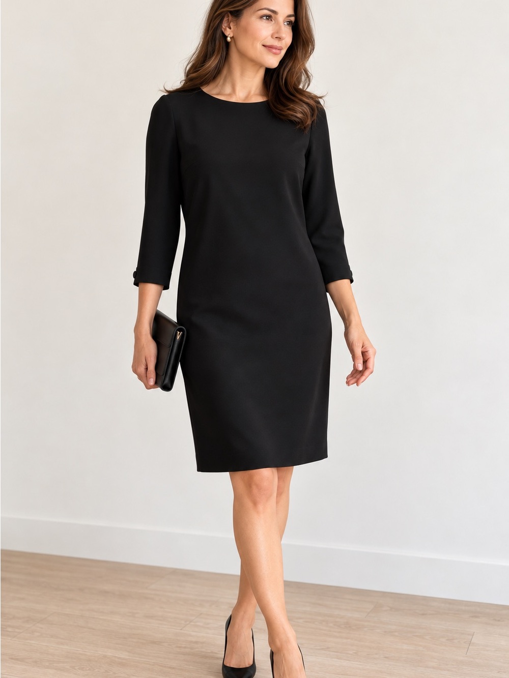 Barrie Pace Ltd Vintage Black 100% Silk Shift Dress Size 10 Shoulder Pads